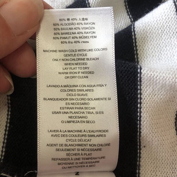 MICHAEL Michael Kors Women Sweater Orange Navy White Stripe Gold Grommets Large - Picture 14 of 16